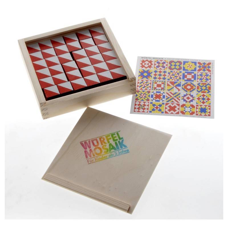Liebe Handarbeit 46106 Würfel Mosaik 36 Würfel in Holzkasten Grundfarben NEU # 